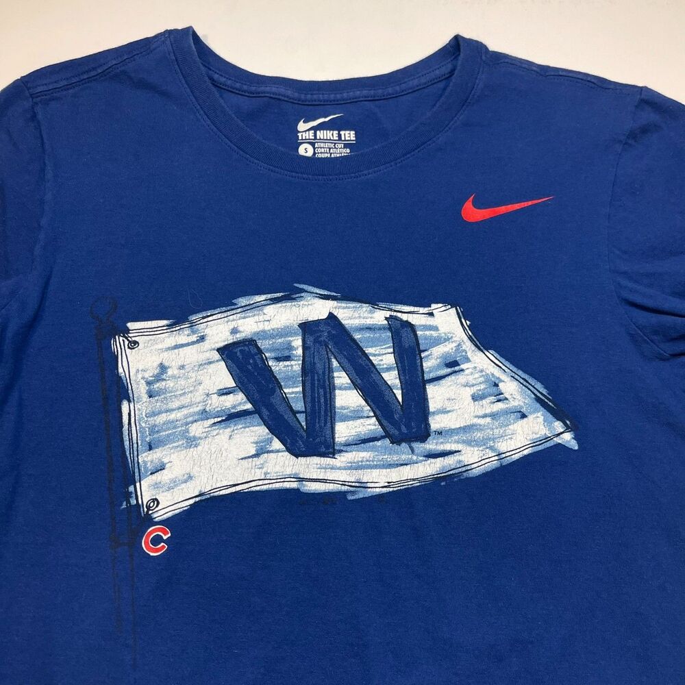 Nike Chicago Cubs MLB Baseball Fly the W Flag T SHIRT Sz Mens S
